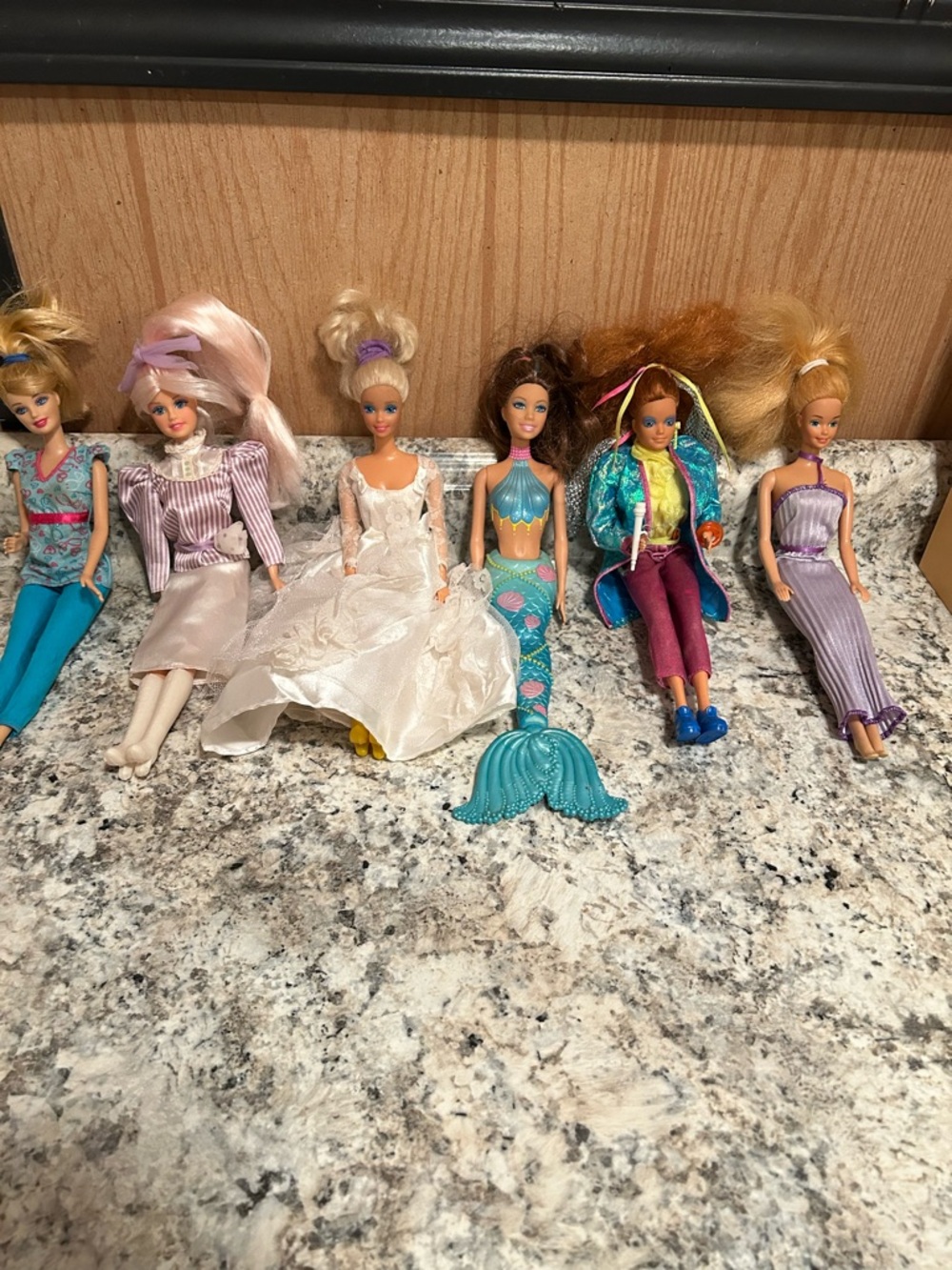 Barbie Doll Lot with Mermaid, Fashion & Colorful Outfits - Blue, Pink, Purple.
